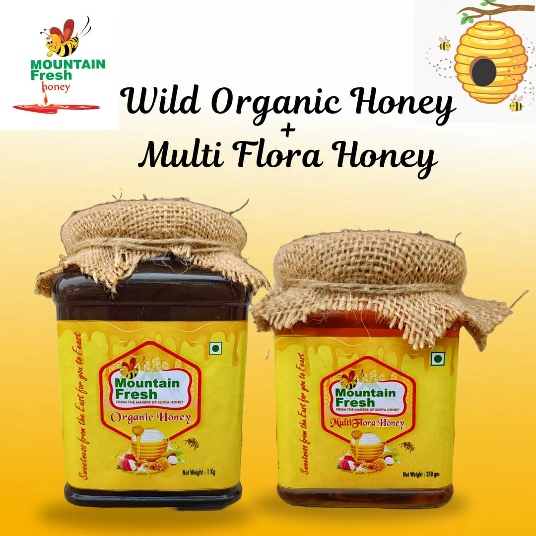 Wild Organic Honey1kg+Multi Flora Honey 250gm